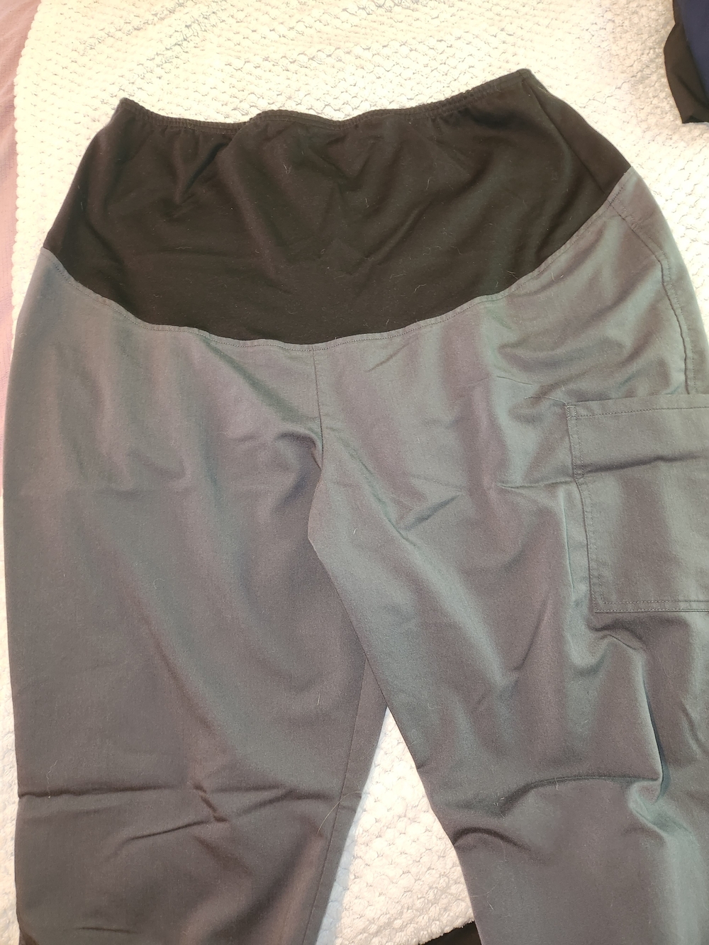 Scrubstar High-Waist Cargo Pants - Black Waist, Charcoal Body